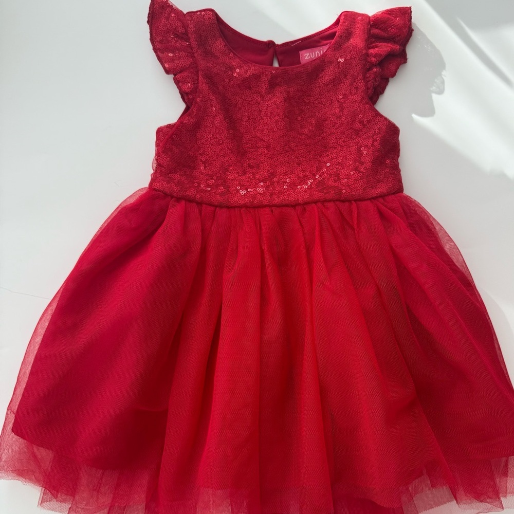 Zunie 2T Red Sequin Tulle Dress